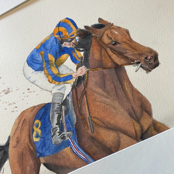 Racehorse original watercolour, “the Champion”, 17.5”x14.25” with mat - Picture 2 of 4